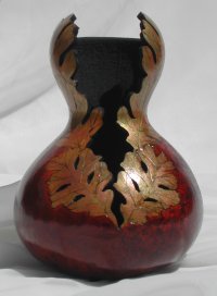 Oak Leaf Vase w/Brown Leaf Gourd