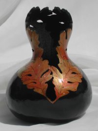 Oak Leaf Vase w/Opening Down Front Leaf Gourd