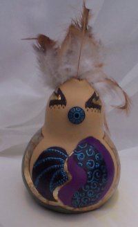 Turquoise Spiral Kachina Primitive Gourd